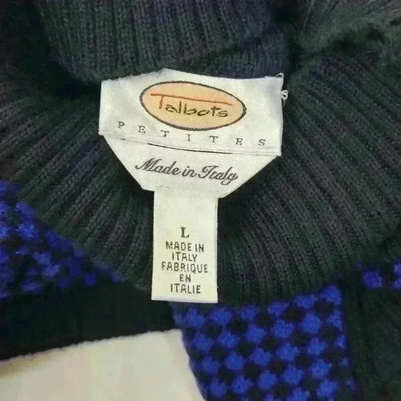 Talbots Turtle Neck Sweater Black Blue  Sz L Petite - Picture 5 of 5